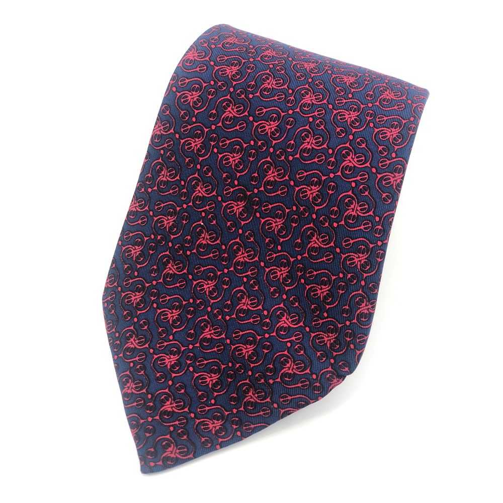 HERMES Horse Spur Print Tie 7412HA 100% Silk